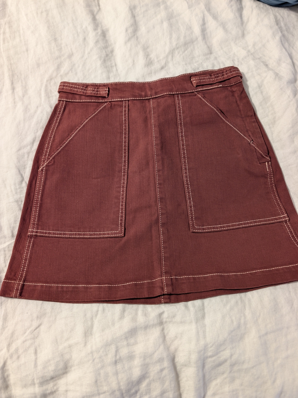 NWOT AG Adriano Goldschmied Utility Mini Skirt Brick Red Rust Cotton Size 26